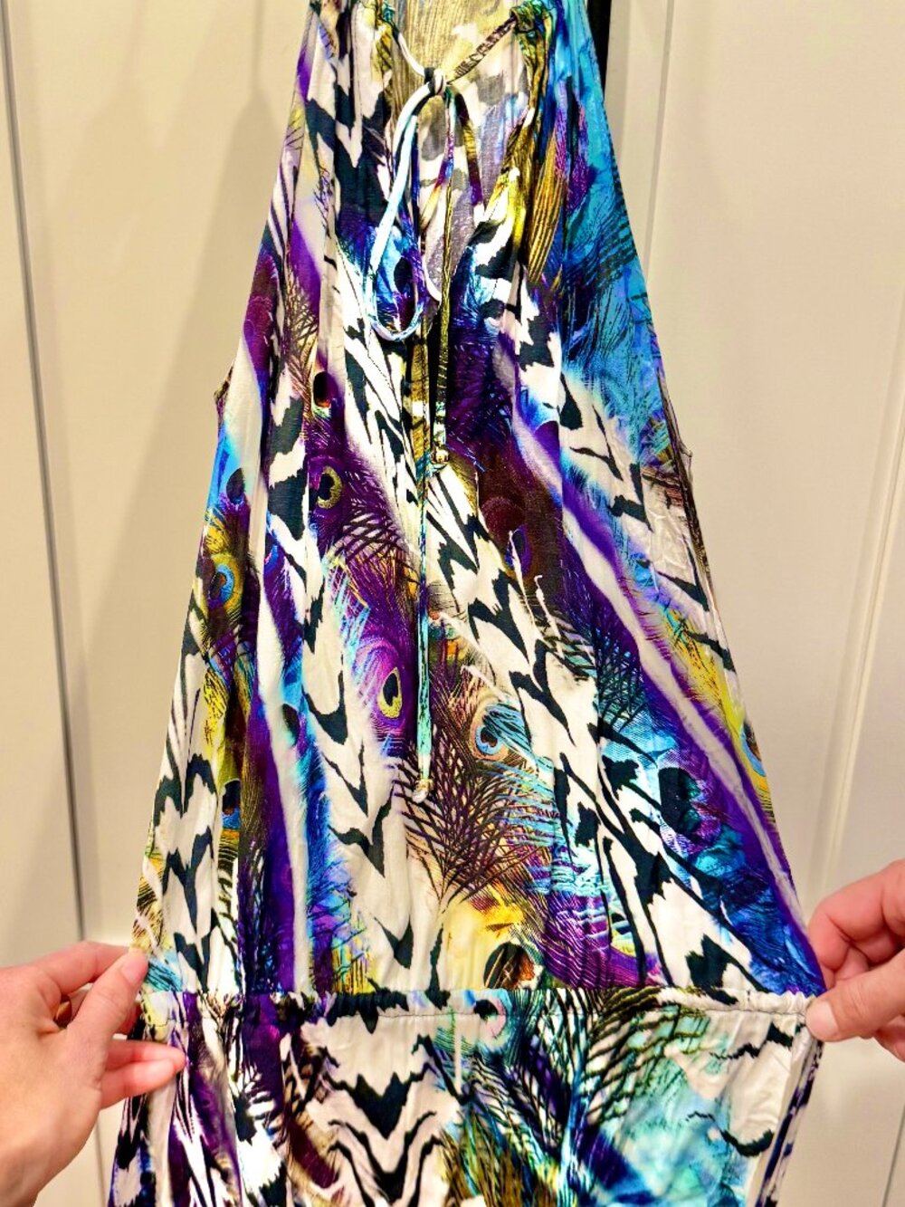Cia.Maritima Peacock Print Resort Dress Cover Up Size S